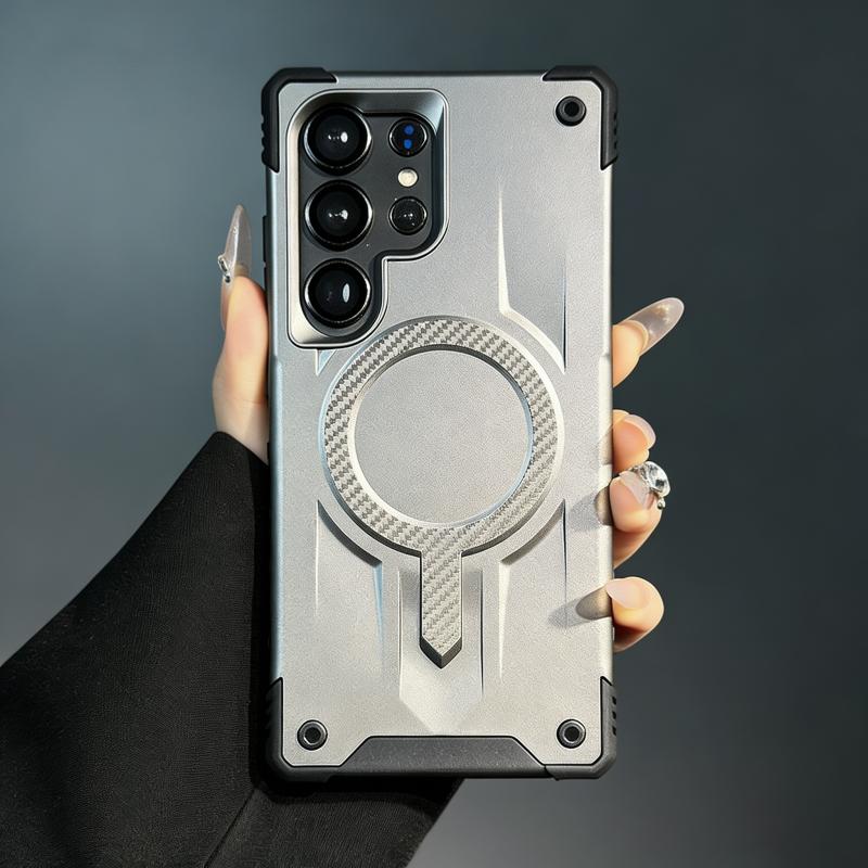 Магнитный бронированный чехол с карбоновым рисунком для Samsung S25 S24 S23 Ultra Plus Edge FE A35 A55 A36 A56 A16 A26 A17 A15 A14