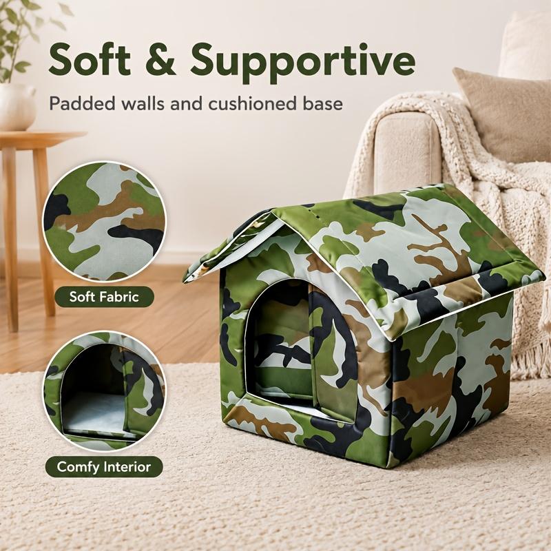 Foldable Outdoor Cat House Aluminum Foil Thermal Insulation Waterproof Camouflage Pet Shelter Winter Warm House