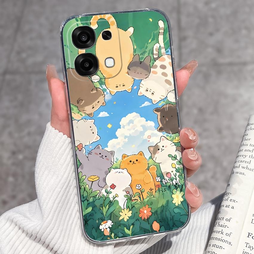Для Oppo A6 Pro A6x A5x K13 Realme 15X C85 V70 V70s CT 7 7T 8 Чехлы для телефонов Красивые узоры Сакура Бабочки Корпус Мягкий силикон ТПУ Прозрачный корпус