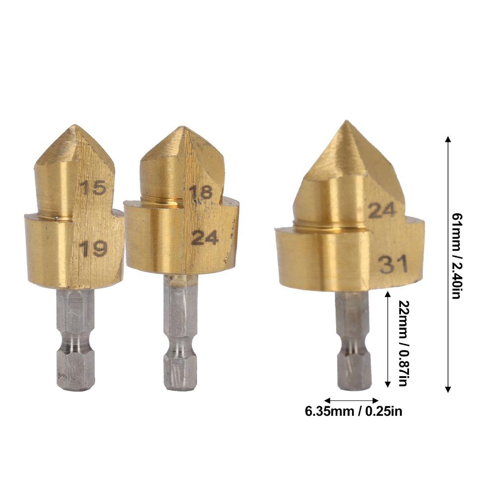 3pcs Hexagon Shank Water Pipe Expansion Drill 1/4 Inch Hex Shank Stepped Drill Bit PPR Water Pipe