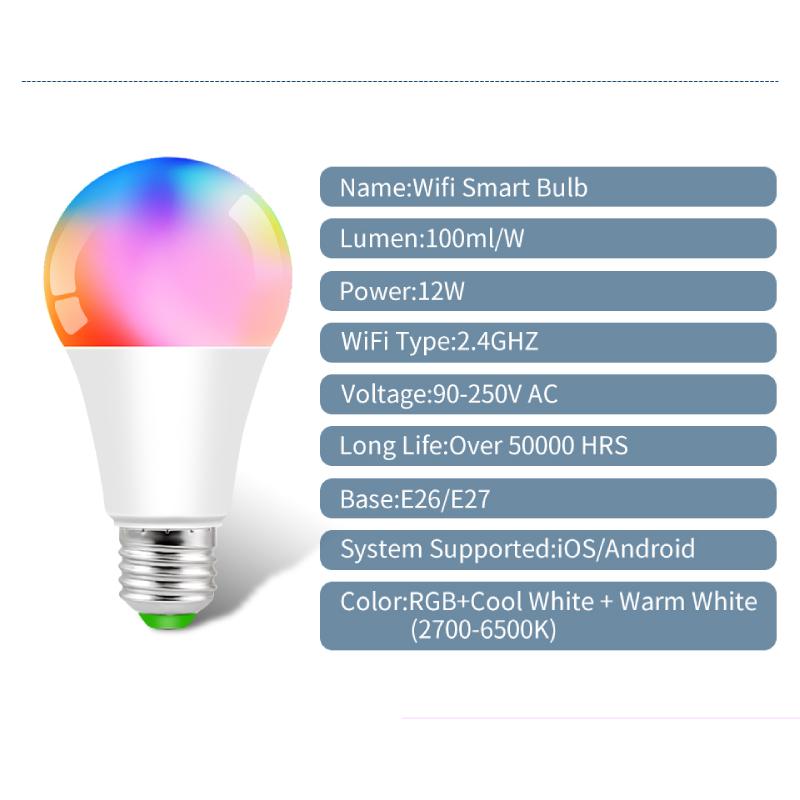 Smart Wifi Bulb Alexa E27 Led Bulb For Apple Android Dohome Siri Voice Control Google Home Timer Function RGBCW