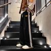 Fall Striped Corduroy Sweatpants Women Winter Thick High Waist Drawstring Wide Leg Trousers Y2K Korean All-Match Straight Pants