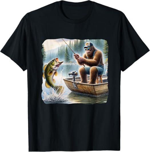 Bigft Fishing Funny Sasquatch Summer Bass Fisherman T-Shirt