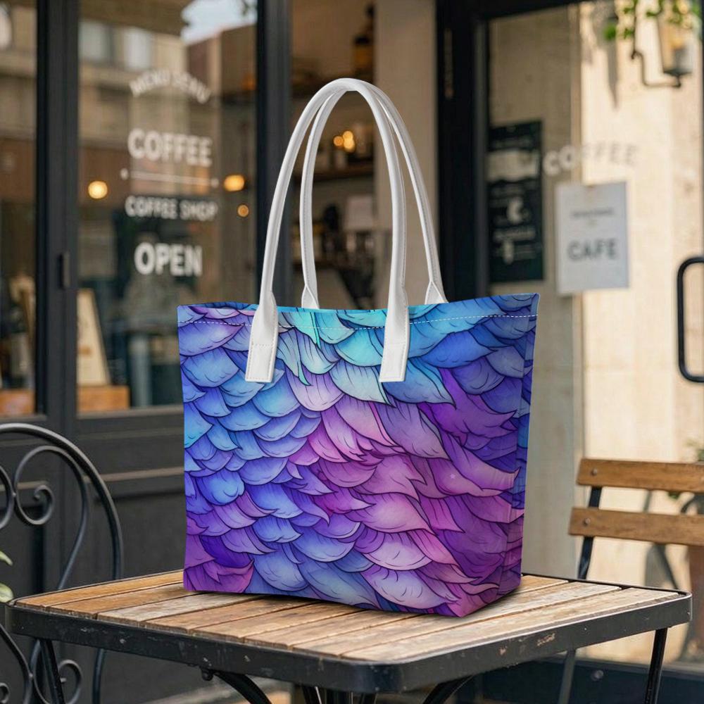 Mermaid Scales Gradient Shoulder Bag Fashion Large Capacity Casual Carry Tote For Daily Use
