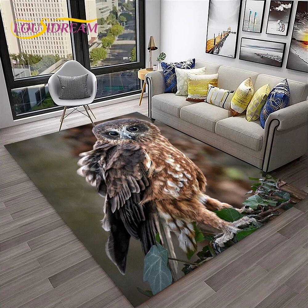 3D Cartoon Cute Owl Series Carpet Rug for Home Living Room Bedroom Sofa Kitchen Doormat Decor,Child Area Rug Non-slip Floor Mat