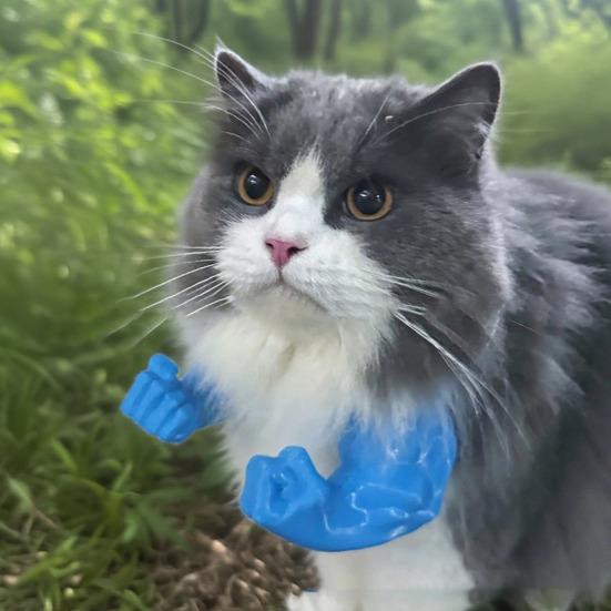 Yousheng 2Pcs Cat Muscle Arm 3D Printed Funny Cat Neck Arm with Muscle Superhero Cosplay Costume Funny Pet Photography Props Birthday Party Supplies
