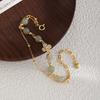 S925 Sterling Silver Bracelet Clover Hetian Jade Bracelet Fresh Mori Style Double Layer Twin Bracelet