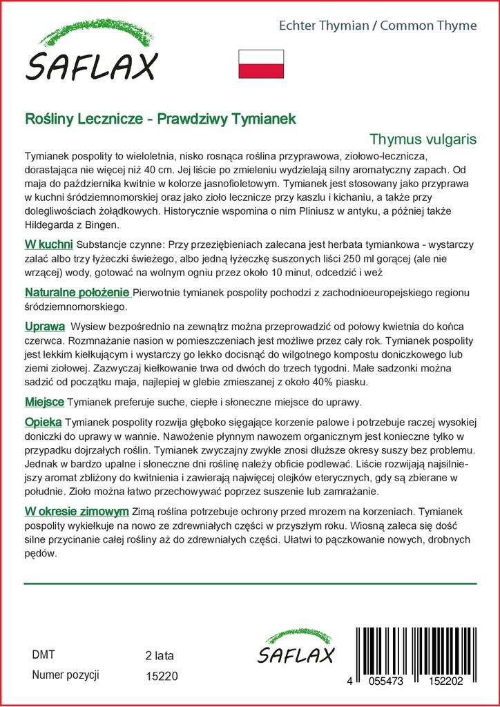 SAFLAX Тимьян обыкновенный - 200 семян - Thymus vulgaris
