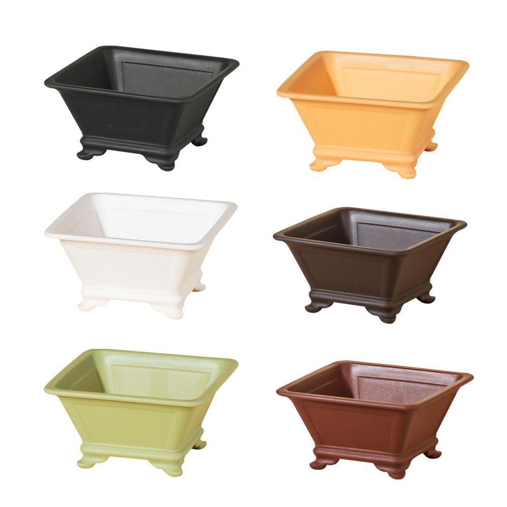 Imitation Purple Clay Flowerpots Colorful Bonsai Tray Pots Simple Four Sided Basin Home