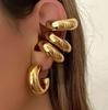 Chic European & American Fashion C-Shaped Statement Ear Clips - Unique, Elegant, High-End Design Earrings