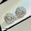 925 Sterling Silver Moissanite Camellia Stud Earrings - Vintage and Versatile