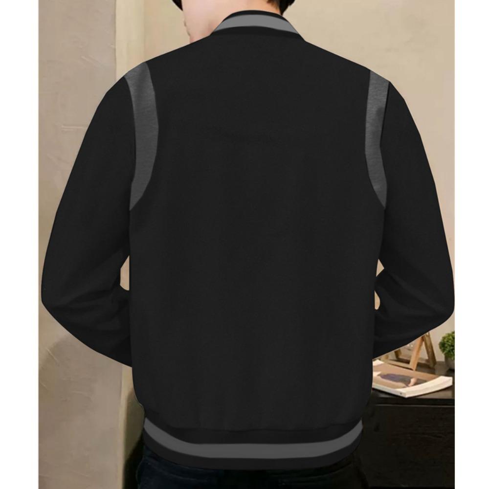 2025 Европейская и американская мужская модная осенне-зимняя куртка-кардиган на пуговицах в стиле бейсбольной куртки пэчворк