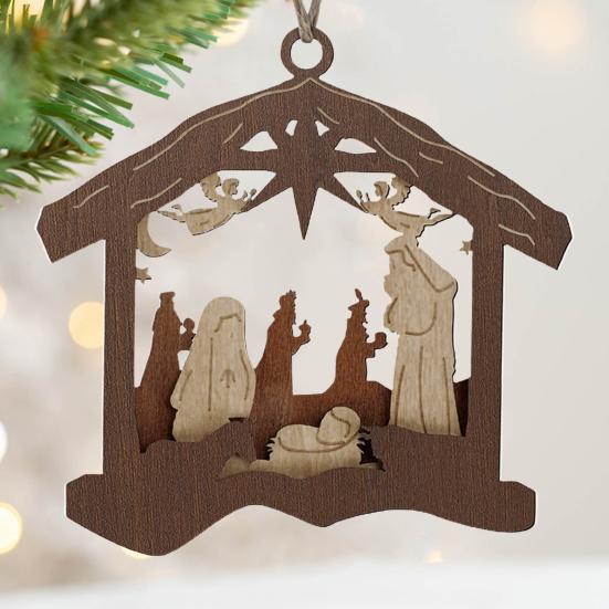 Рождественский кулон в виде Рождества, изысканное мастерство, вертеп, подвесное украшение для рождественской елки, украшение для дома