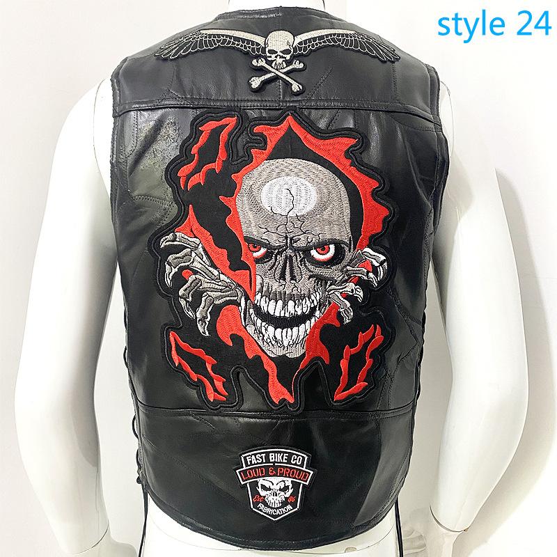Vest Street Punk Vest Jacket Sleeveless Harley Motorcycle Badge Embroidered Vest