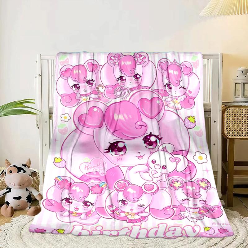 Pink Heartsping Fantasy World Blanket Flannel Blanket for bed, sofa, Camping, Hiking, Picnic Essentials, gift for family Fan gifts