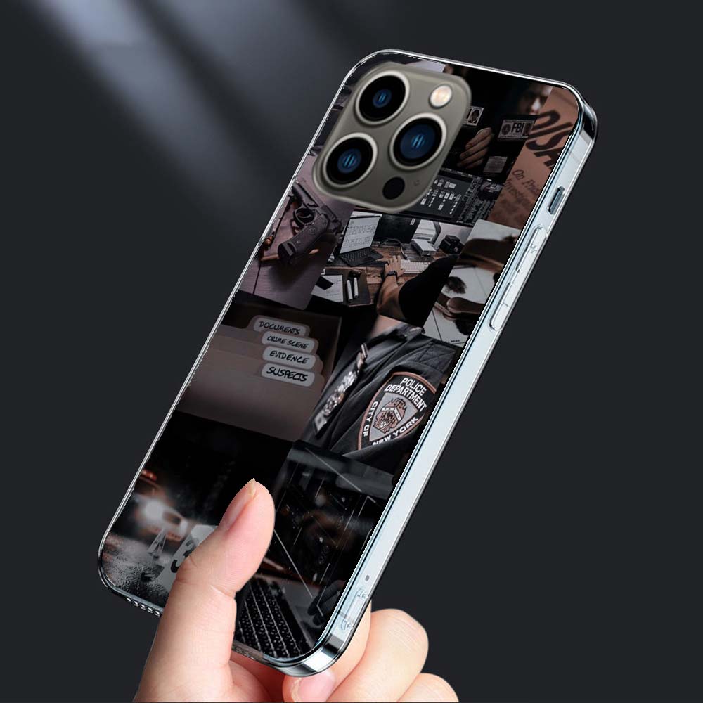 Полиция ФБР Чехол для телефона Для iPhone 16E 15 Pro 14 Plus 17E 16 17 Pro Max Air 11 12 13 Mini Ударопрочный Capa Милый Чехол TPU Прозрачный