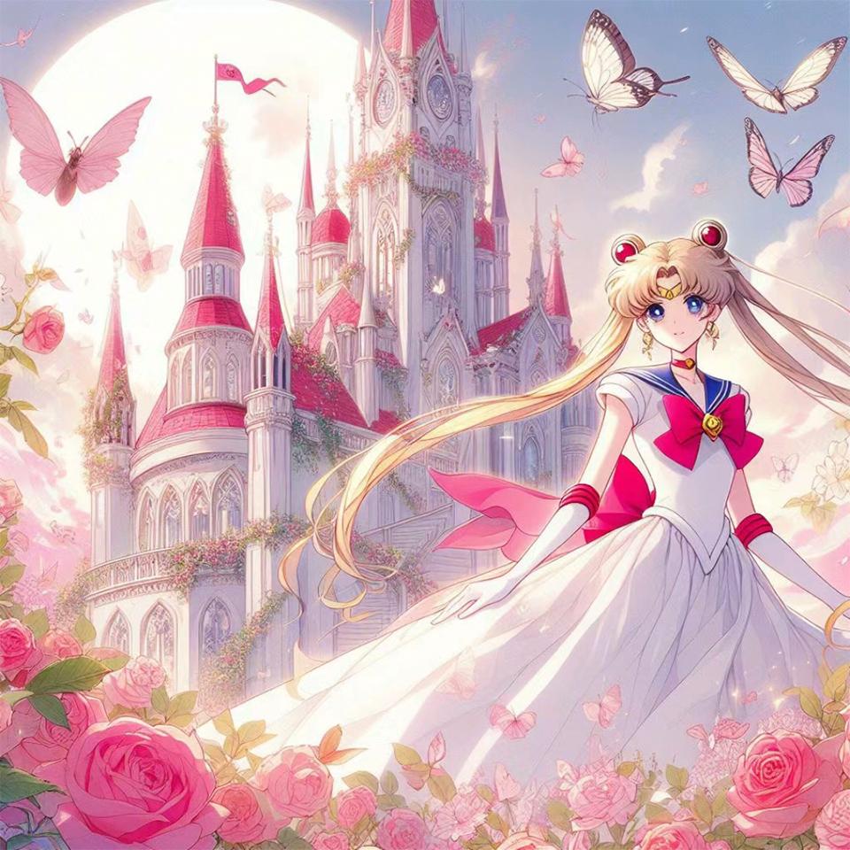 Japanese Anime 5D Diamond Painting Set Cartoon Girl Castle Diamond Embroidery Handmade DIY Mosaic Home Decoration