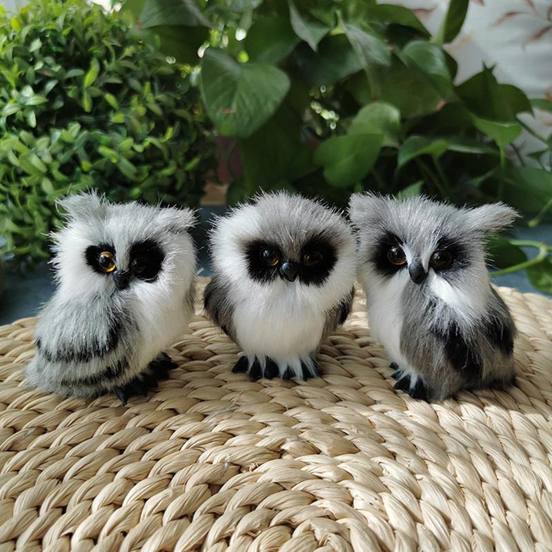 Home Decor Artificial Fur Toy Plush Toys Simulated Owl Model Owl Static Model Gift for Kids