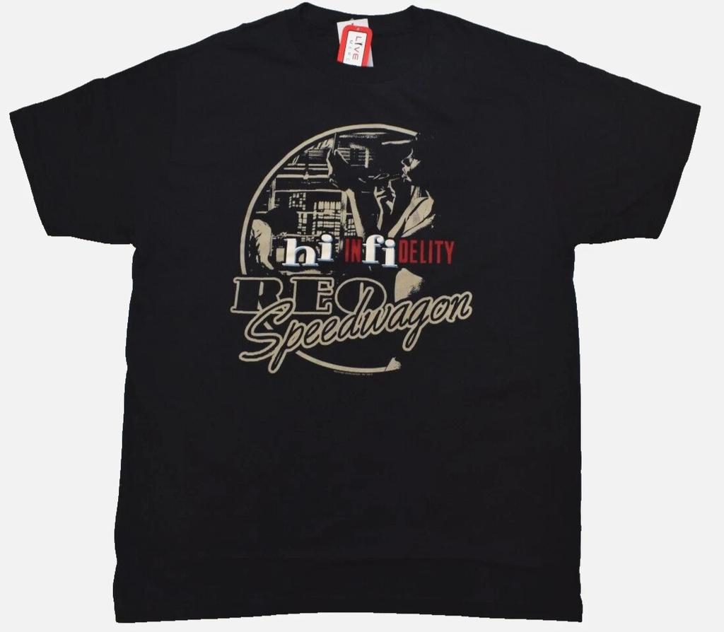 REO Speedwagon Mens REO Speedwagon High Infidelity Rock Group Black Shirt New S