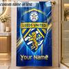 Пляжное полотенце Leeds United с индивидуальным именем и текстом, персонализированное, мягкое, для пляжа, бассейна, дома, декор, подарок