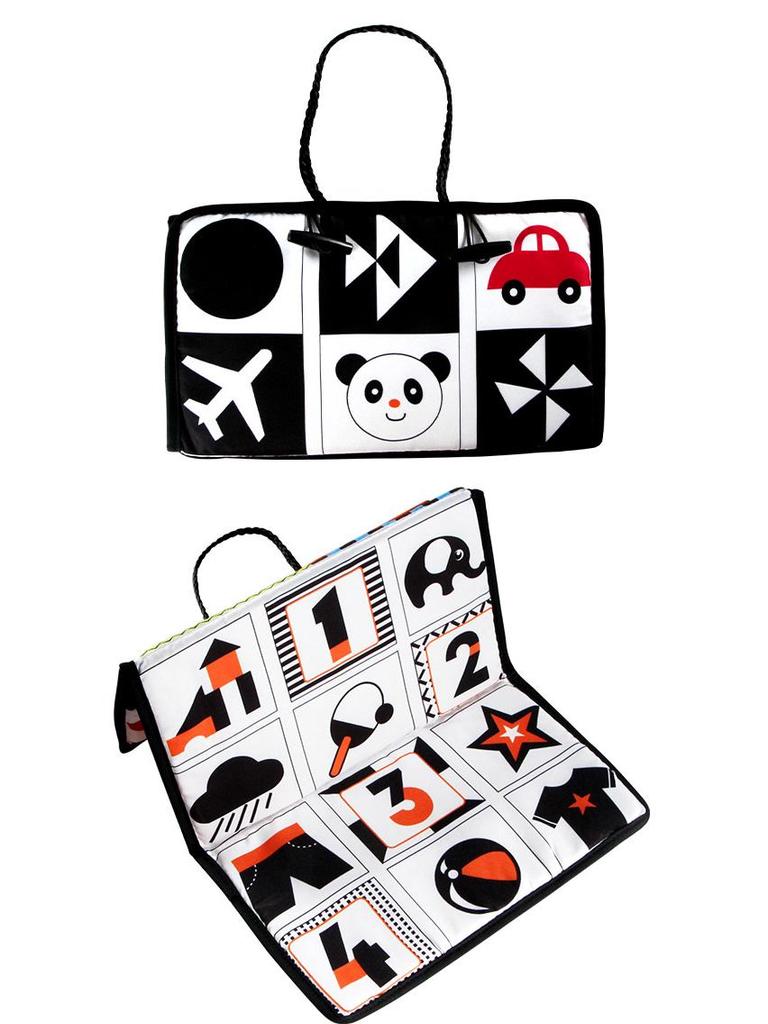 Черно-белое зеркало-кривое зеркало с животными: Подвесное, Складное Зеркало Безопасности для Ребенка для Визуальной Стимуляции