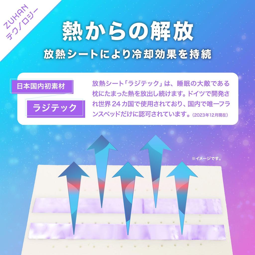 French Bed Pillow 60 X 40cm with Light Purple Color Cover Pillow with Heat Dissipation Zukan Pillow Uses the Heat Dissipation Sheet That Was First