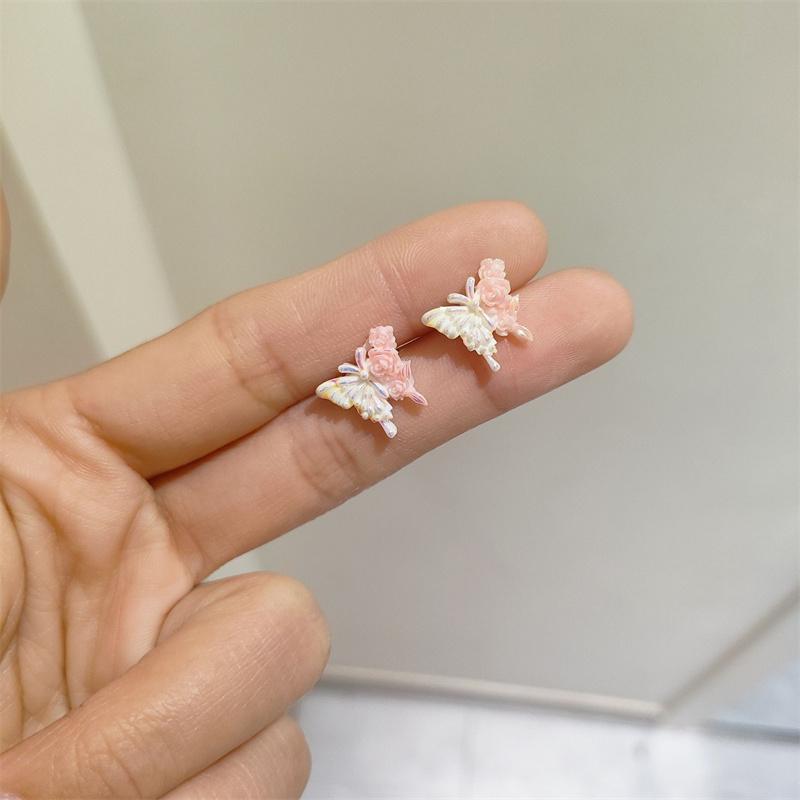 1/4 пары сережек-гвоздиков в виде сладких цветов и бабочек для женщин и девочек, милые мини-серьги из смолы, украшения для вечеринок, аксессуары, подарки