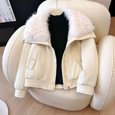 Искусственный лисий мех большой меховой воротник меховая женская куртка 2025 новая утолщенная теплая пуховая хлопковая куртка