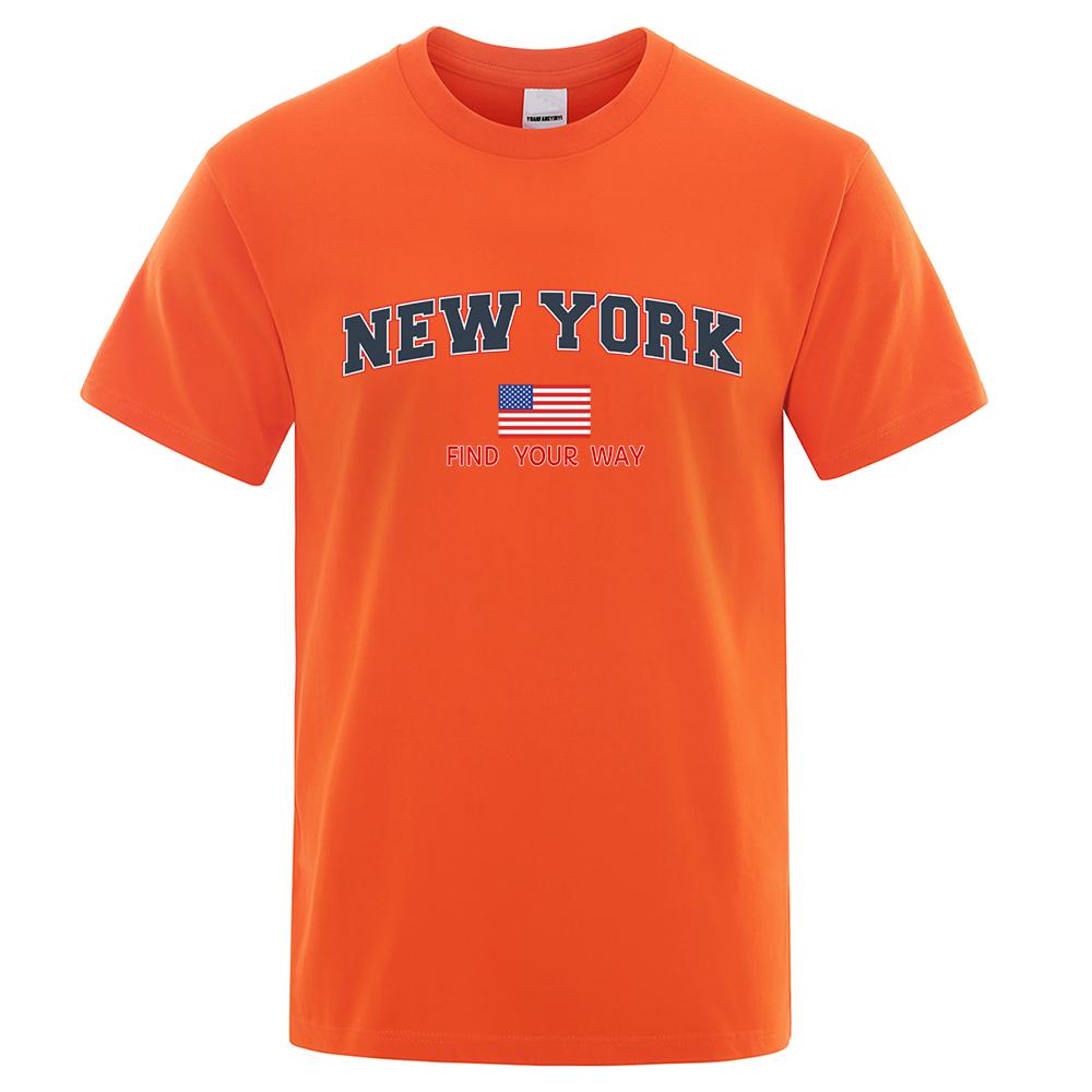 New York Find Your Way Usa Street Letter Футболки мужские свободные топы с рисунком Летняя футболка Модная свободная футболка Одежда