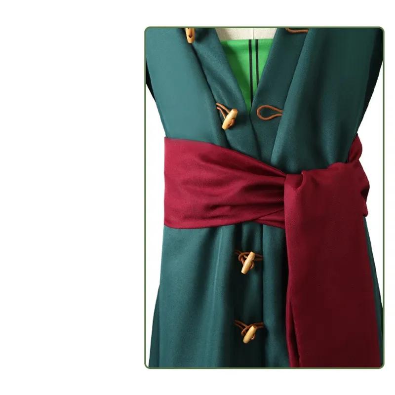 Roronoas Cosplay Costume Anime Kimono Robe Zoro Cloak Uniform Halloween Outfits With Earrings For Comic Con
