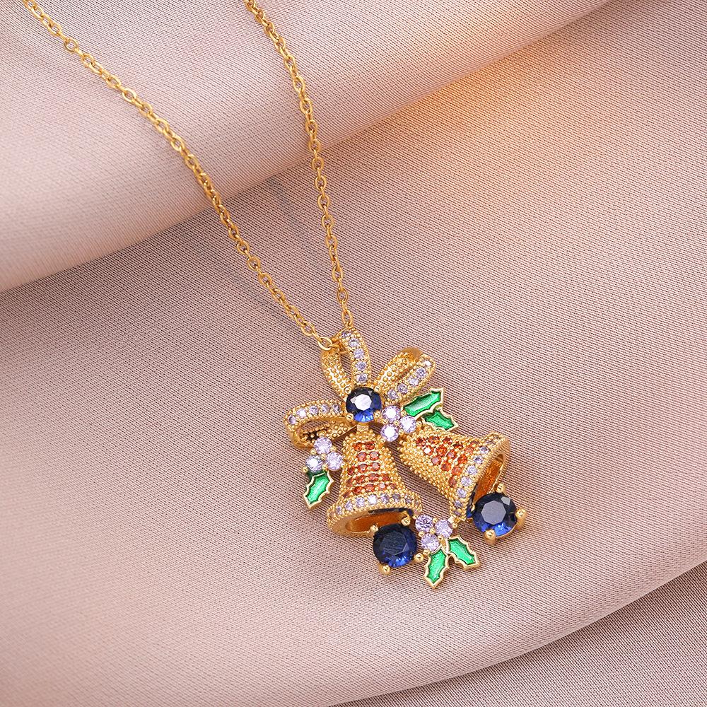 Christmas Tree Bell Pendant Necklace for Women 2024 Fashion Jewelry