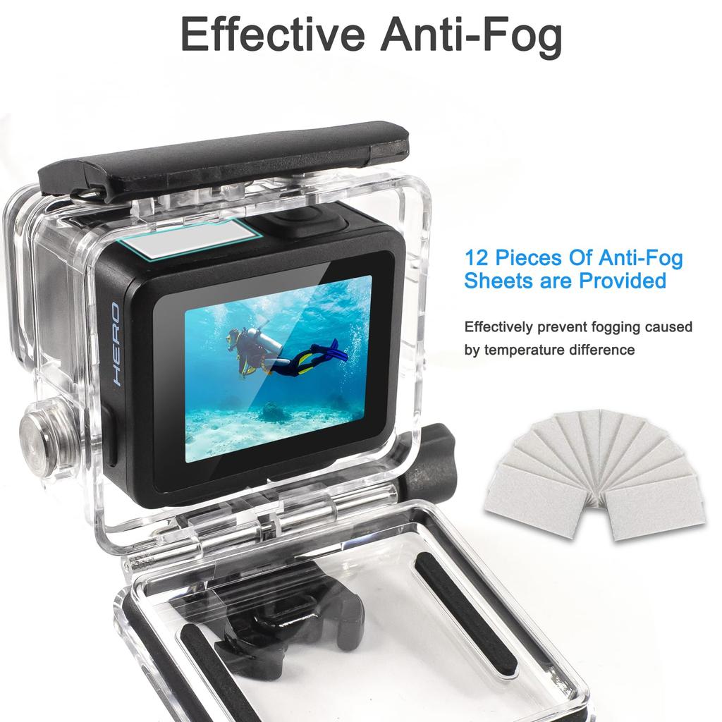 FitStill Underwater Waterproof Diving Housing Compatible with Go Pro Protective Diving Case Shell with Mount Hero 4K Accessory Kit 148ft/45m Hero,
