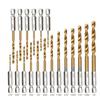 Набор из 16 сверл из быстрорежущей стали с титановым покрытием, шестигранный хвостовик 1/4 дюйма, шестигранная ручка 1,5–6,5 мм, спиральные сверла