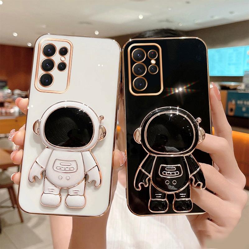 Роскошный чехол-подставка «Астронавт» для Samsung Galaxy S25 Ultra S24 FE S23 Plus S22 S21 A54 A34 A52 A53 5G A14 Покрытие Силиконовый чехол для телефона