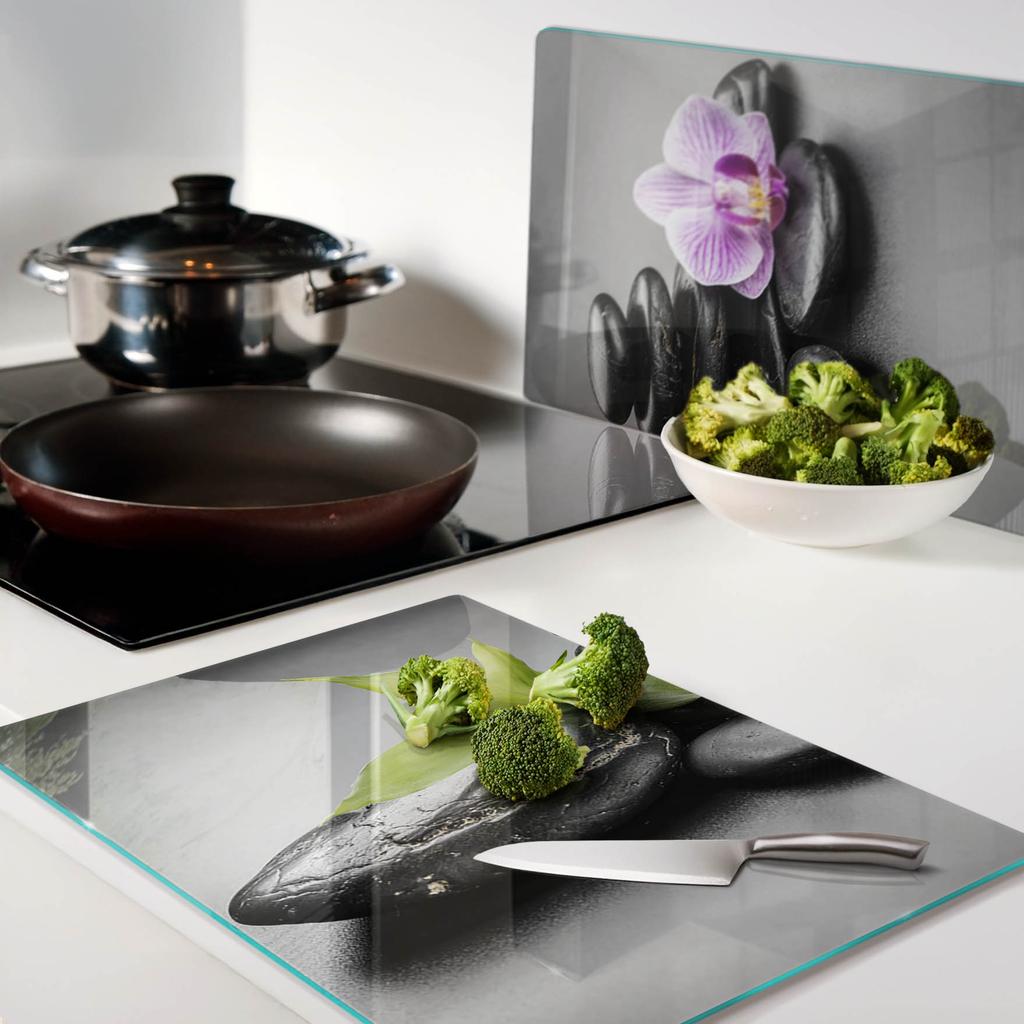 Set of Two Decorative Glass Kitchen Boards Zen Stones 2x40x52 cm
