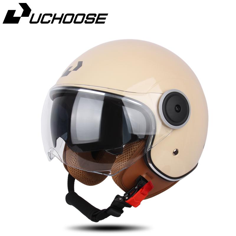UCHOOSE 3/4 Открытые мотошлемы Для мужчин Женщин Винтажные Moto Bike Cascos Скутер Защитные шлемы