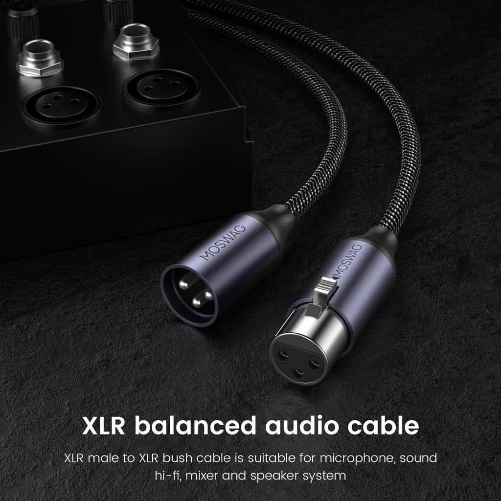 Кабель XLR MOSWAG Микрофонный кабель 1 метр Кабель XLR Балансное соединение XLR для записи микрофона Совместим с записывающими устройствами, такими как AV