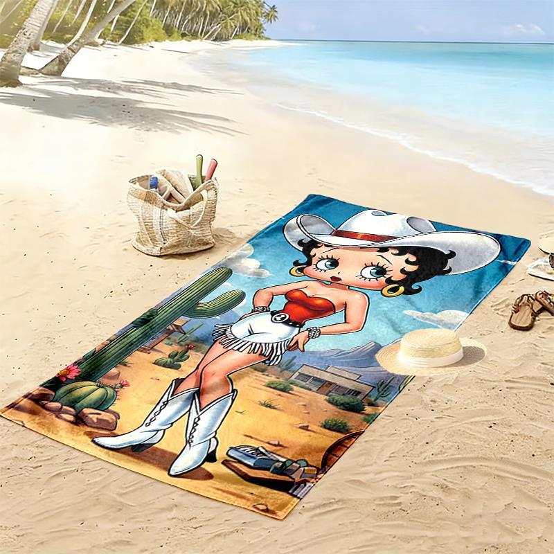 1pc Betty Boop Beach Towel, Outdoor Activities Perfect Summer Travel Supplies, As A Gift for Festivals