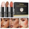 Multifunctional Three-pack Grooming Stick, Three-dimensional Face Natural Brightening Blush Stick Highlight Stick Set