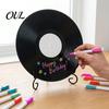 DIY Commemorative Ornaments Vinyl Record Graffiti Clock Ornament, Blank Acrylic Retro Tabletop Wall Creative Craft Projects Decor with Stand, Reusable