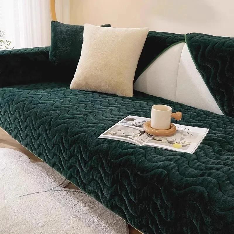 Plush Sofa Mat Winter Thickened Warm and Anti Slip Seat Cushion Sofa Cover New Plush Cover Cloth Towel Sofa Covers