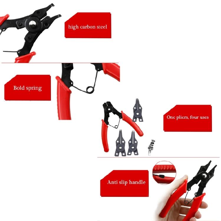 Плоскогубцы 4 в 1 для стопорных колец внутренние внешние плоскогубцы для стопорных колец прямые плоскогубцы для стопорных колец для снятия стопорных колец