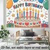 Balloons Candles Birthday Banner, Stars Gifts Backdrop Wall Decor for Party