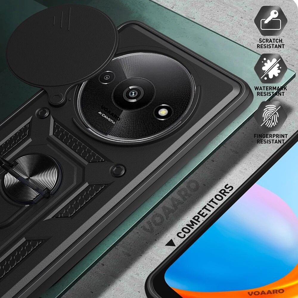 Защитный чехол со слайд-объективом для камеры Redmi A3 4G 2024, чехлы с магнитным кольцом и подставкой-держателем, жесткий чехол для Xiaomi Redmi A3 A 3, противоударный корпус