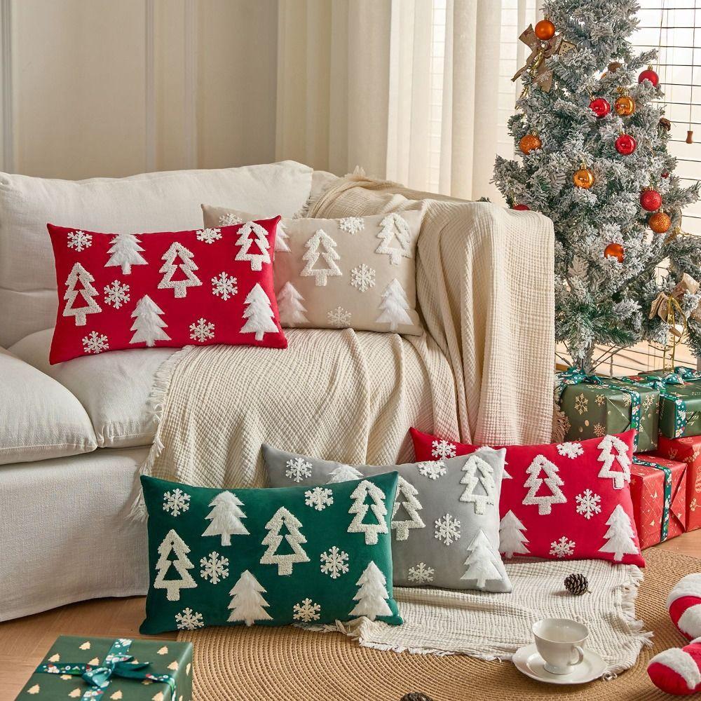 INS Style Throw Pillowcover Christmas Tree Cushion Cover Velvet Christmas Pillowcase Sofa/Bed