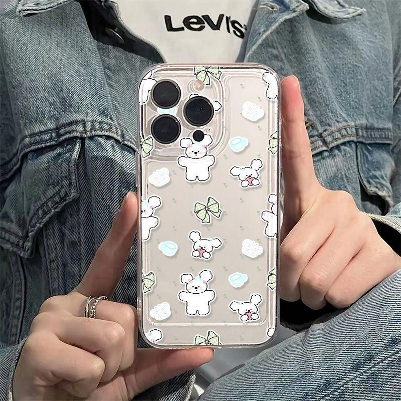 Милый кролик подходит для чехла на телефон Apple iPhone17promax 16 14/13 с мелкими отверстиями 15 защитный чехол