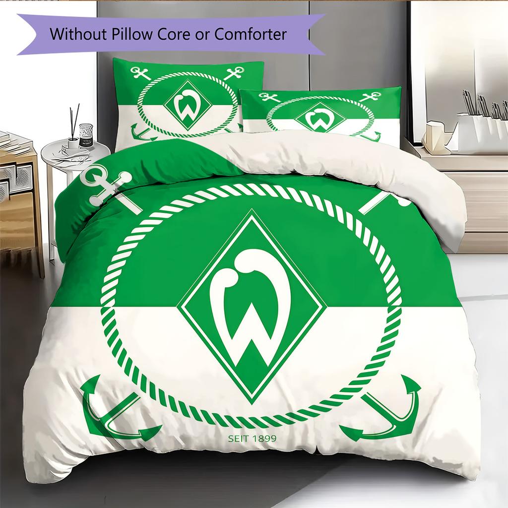 SV Werder Bremen Pattern Bedding Quilt Set Home Decoration Gift (1 * duvet cover + 2 * pillowcase without core)
