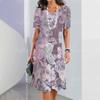 New women's dress with floral print, summer elegant dress, Femle short sleeved dress, fashionable oversized clothing