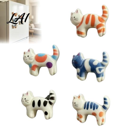 Cat Lover Magnets 5Pcs Cartoon Refrigerator Magnet Set Hand-painted Kitten for Fridge Shaped Ornaments Locker Whiteboard Kitchen Decoration