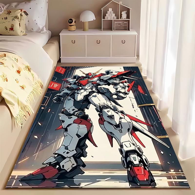 "Robot Mecha Design Carpet with Futuristic Red and White Art" Suitable for use as an anti-slip for living room bedroom sofas